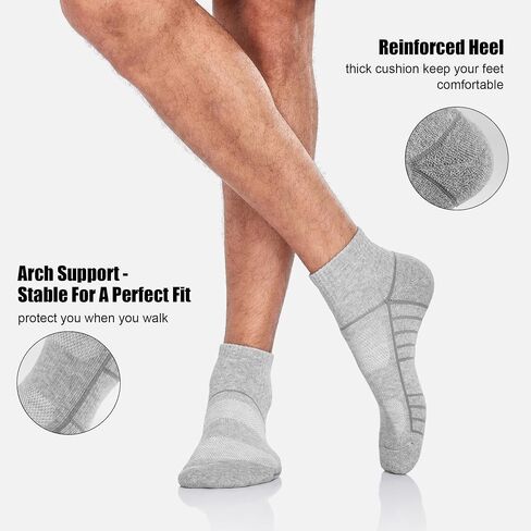Lapulas Athletic Quarter Socks for Men Women, Cotton Mesh, Cushioned Arch Support, Non-Slip Running Ankle Design, 6 Pack in Kuwait