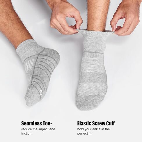 Lapulas Athletic Quarter Socks for Men Women, Cotton Mesh, Cushioned Arch Support, Non-Slip Running Ankle Design, 6 Pack in Kuwait