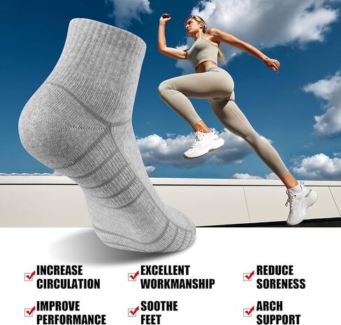 Lapulas Athletic Quarter Socks for Men Women, Cotton Mesh, Cushioned Arch Support, Non-Slip Running Ankle Design, 6 Pack in Kuwait