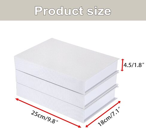 Hipiwe 3 Pack White Faux Book for Decoration Linen Photo Storage Boxes with Magnetic Cover Decorative Book Box for Jewelry Keepsake Passport Remote Control, 8.7 x 6.1 x 1.8 Inch in Saudi Arabia