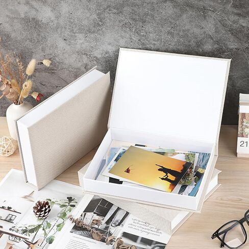 Hipiwe 3 Pack White Faux Book for Decoration Linen Photo Storage Boxes with Magnetic Cover Decorative Book Box for Jewelry Keepsake Passport Remote Control, 8.7 x 6.1 x 1.8 Inch in Saudi Arabia