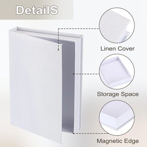 Hipiwe 3 Pack White Faux Book for Decoration Linen Photo Storage Boxes with Magnetic Cover Decorative Book Box for Jewelry Keepsake Passport Remote Control, 8.7 x 6.1 x 1.8 Inch in Saudi Arabia