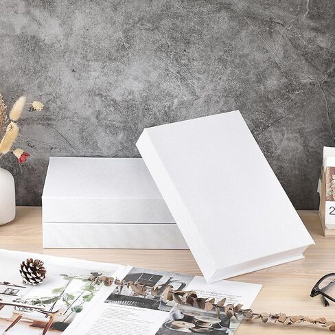 Hipiwe 3 Pack White Faux Book for Decoration Linen Photo Storage Boxes with Magnetic Cover Decorative Book Box for Jewelry Keepsake Passport Remote Control, 8.7 x 6.1 x 1.8 Inch in Saudi Arabia