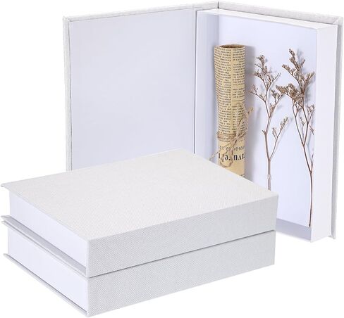 Hipiwe 3 Pack White Faux Book for Decoration Linen Photo Storage Boxes with Magnetic Cover Decorative Book Box for Jewelry Keepsake Passport Remote Control, 8.7 x 6.1 x 1.8 Inch in Saudi Arabia