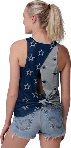 FOCO Women's NFL Wordmark Mini Print Tie Breaker Sleeveless Fashion Top in Saudi Arabia