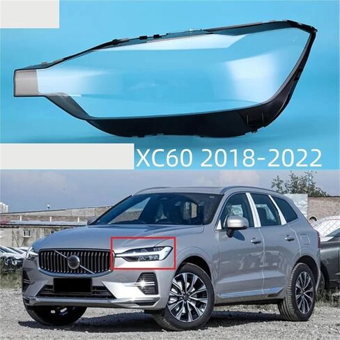 متوافق مع فولفو XC60 2018 2019 2020 2021 2022 سيارة عدسة المصباح الأمامي غطاء كشافات عاكس الضوء الجبهة غطاء خفيف قذيفة (اليسار واليمين-B) in Saudi Arabia
