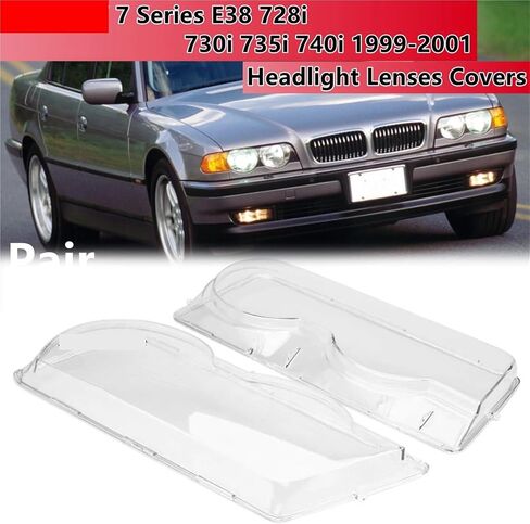 زوج غطاء المصباح كشافات غطاء للعدسات استبدال متوافق لسيارات BMW 7-Series E38 728i 730i 735i 740i 2000 2001 كشافات غطاء عاكس الضوء in Saudi Arabia