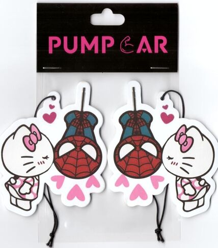 PumpCar 2 قطعة سبيدي كيتي معلقة على الوجهين الكرتون معطر الكرز مضحك سيارة الهواء المعطر كول العنكبوت كيتي معلقة لمرآة الرؤية الخلفية الملحقات الداخلية الهدايا in Kuwait