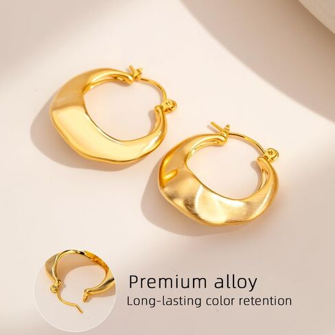 أقراط ذهبية، أقراط للنساء، أقراط حلقية للنساء، أقراط مضادة للحساسية للنساء، أقراط مطلية بالذهب عيار 14 قيراط، هدايا للأم والأخوات وأفضل الأصدقاء، إلخ. in Kuwait