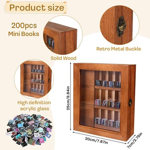 Mini Bookshelf Anxiety Shake Away Get Rid Your Anxiety Tiny Miniature Library Matchbox Display Cabinet with 200pcs Books Stress Relief Creative Decor Ornaments for Book Lovers Family Friends in Saudi Arabia