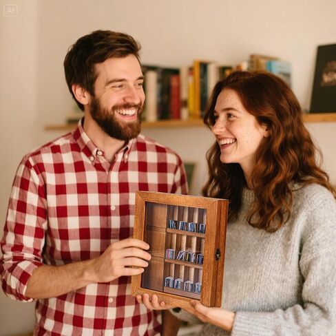 Mini Bookshelf Anxiety Shake Away Get Rid Your Anxiety Tiny Miniature Library Matchbox Display Cabinet with 200pcs Books Stress Relief Creative Decor Ornaments for Book Lovers Family Friends in Saudi Arabia