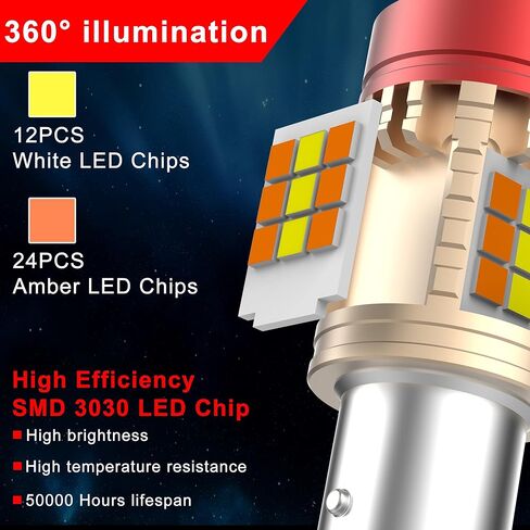 7443 Switchback LED لمبة إشارة الانعطاف الأمامية 7444NA 7443NA الأبيض العنبر المدمج في المقاوم CANBUS مكافحة فرط فلاش خالية من الأخطاء 7444NA W21W DRL وقوف السيارات الخفيفة حزمة من 2 in Kuwait