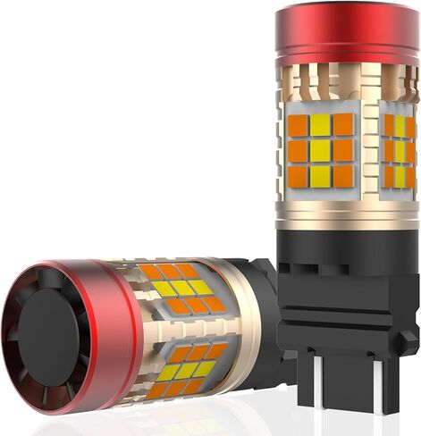 7443 Switchback LED لمبة إشارة الانعطاف الأمامية 7444NA 7443NA الأبيض العنبر المدمج في المقاوم CANBUS مكافحة فرط فلاش خالية من الأخطاء 7444NA W21W DRL وقوف السيارات الخفيفة حزمة من 2 in Kuwait