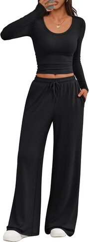 Trendy Queen Women 2 Piece Matching Lounge Sets Clothing Comfiest Wide Leg Pants 2025 Y2K Sweatsuits Fall Airport Outfit in Saudi Arabia