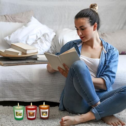 مجموعة هدايا شموع معطرة مكونة من 6 عبوات، 6 زهور زرقاء معطرة، ياسمين، توت سان دييغو الأسود، نجيل الهند، الفانيليا، توت غوجي وبرتقال الدم، مجموعة شموع علاجية بشمع الصويا تدوم طويلاً in Kuwait