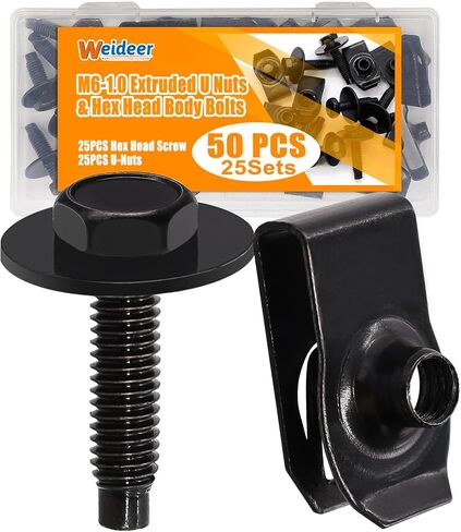 WEIDER 50PCS M4.2 Universal Fender Liner Screw U Kit ، محرك Splash Shield Hex Hex Clips U ، مقاطع براغي جسم السيارات (25 ثانية) in Kuwait