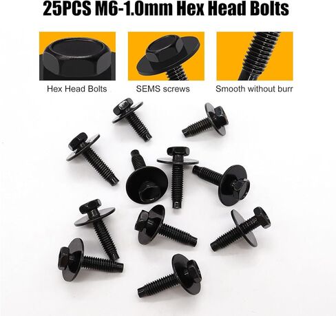 WEIDER 50PCS M4.2 Universal Fender Liner Screw U Kit ، محرك Splash Shield Hex Hex Clips U ، مقاطع براغي جسم السيارات (25 ثانية) in Kuwait