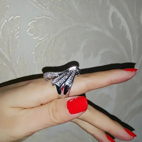 خواتم زركونيا مكعبة لامعة فضية اللون من أزياء Hyperbole للنساء من إكسسوارات الحفلات الفاخرة in Saudi Arabia