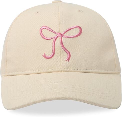 Pink Bow Embroidered Baseball Cap for Women Trucker Hat Adjustable Fashion Sun Hat with Visor for Hiking Travel in Kuwait