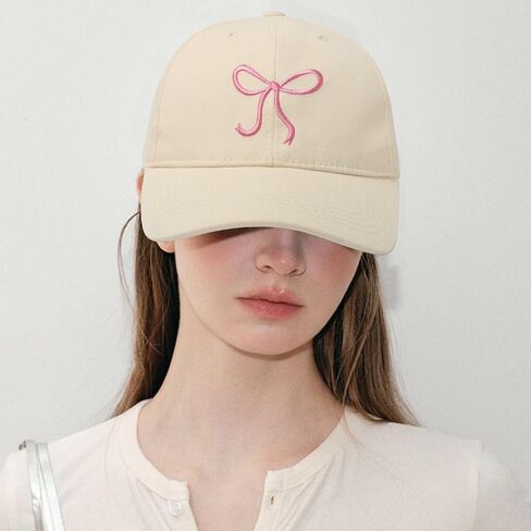 Pink Bow Embroidered Baseball Cap for Women Trucker Hat Adjustable Fashion Sun Hat with Visor for Hiking Travel in Kuwait