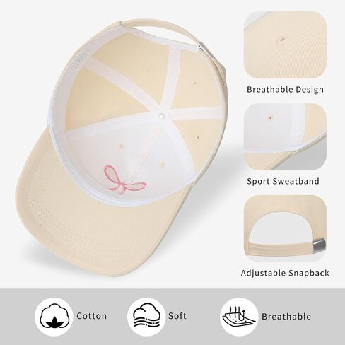 Pink Bow Embroidered Baseball Cap for Women Trucker Hat Adjustable Fashion Sun Hat with Visor for Hiking Travel in Kuwait