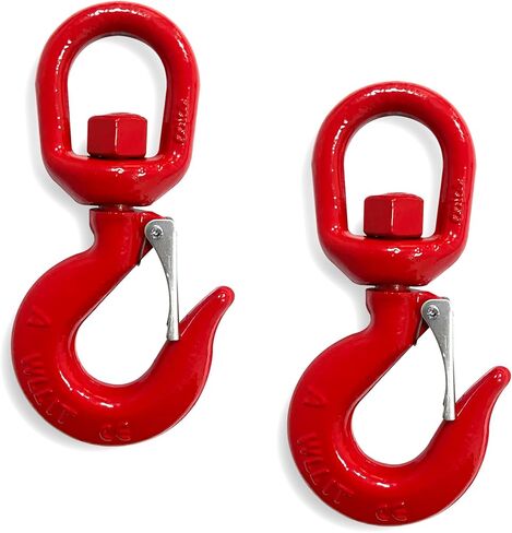 5 Tons Heavy Duty Swivel Hook with Safety Latch,360 Degree Rotating Crane Swivel Lifting Eye Hook for Crane, Swivel Chain Hooks for Lifting Chains Port Transportation, 11000 Lbs Capacity,Red in Kuwait