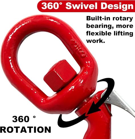 5 Tons Heavy Duty Swivel Hook with Safety Latch,360 Degree Rotating Crane Swivel Lifting Eye Hook for Crane, Swivel Chain Hooks for Lifting Chains Port Transportation, 11000 Lbs Capacity,Red in Kuwait