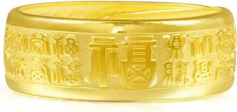 CHOW SANG SANG 999.9 خاتم ذهب خالص عيار 24 قيراط السعر بالوزن 7.11 جرام خاتم ذهبي مع رغبات للرجال 68259R | حجم قابل للتعديل in Saudi Arabia
