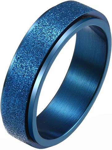 Stainless Steel Spinner Ring for Women Men Sand Blast Finish Wedding Band 6MM in Saudi Arabia