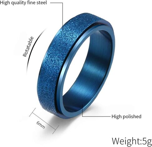 Stainless Steel Spinner Ring for Women Men Sand Blast Finish Wedding Band 6MM in Saudi Arabia