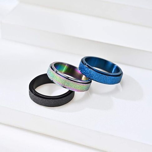 Stainless Steel Spinner Ring for Women Men Sand Blast Finish Wedding Band 6MM in Saudi Arabia