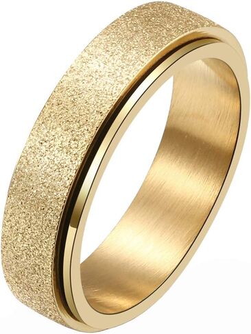Stainless Steel Spinner Ring for Women Men Sand Blast Finish Wedding Band 6MM in Saudi Arabia