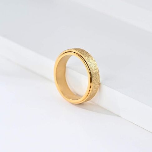 Stainless Steel Spinner Ring for Women Men Sand Blast Finish Wedding Band 6MM in Saudi Arabia