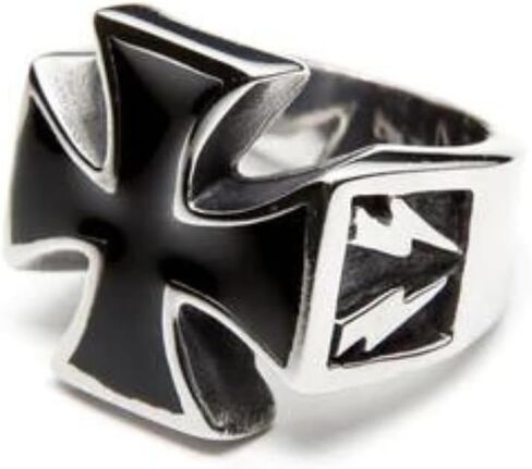Rugged Iron Cross & Bolts Ring – 316L Stainless Steel – Lead & Nickel Free Industrial Design in Saudi Arabia
