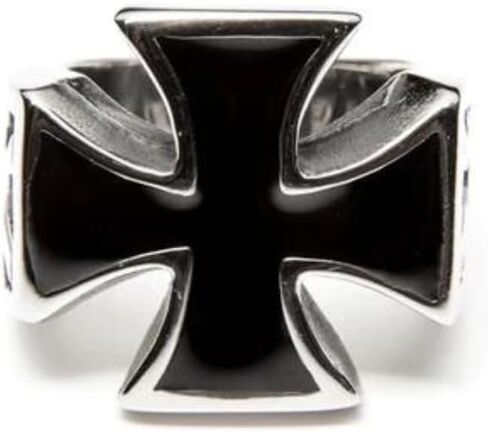 Rugged Iron Cross & Bolts Ring – 316L Stainless Steel – Lead & Nickel Free Industrial Design in Saudi Arabia
