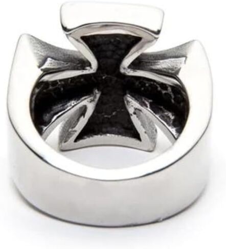 Rugged Iron Cross & Bolts Ring – 316L Stainless Steel – Lead & Nickel Free Industrial Design in Saudi Arabia