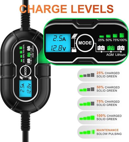 جهاز التحكم بالشحن الشمسي SUNER POWER 10 أمبير 12 فولت MPPT، شاشة LCD + حالة الشحن، منظم لوحة شمسية 10 أمبير مع مستشعر درجة الحرارة لحمض الرصاص 12 فولت، AGM، جل، بطارية ليثيوم LiFePO4 المغمورة in Kuwait