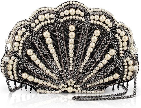 Mary Frances Seaside Beaded Crossbody Handbag Clutch with Shell Design and Pearl Accents Novelty Evening Purse, Multicolor in Saudi Arabia