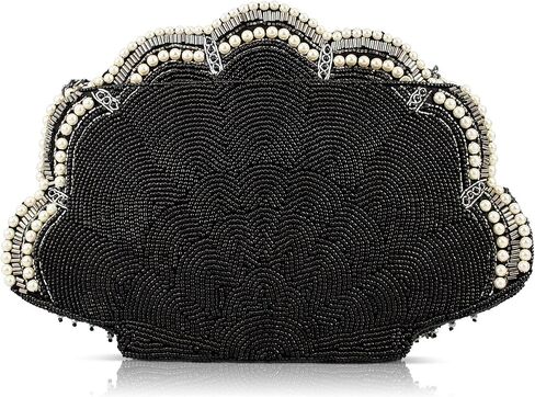 Mary Frances Seaside Beaded Crossbody Handbag Clutch with Shell Design and Pearl Accents Novelty Evening Purse, Multicolor in Saudi Arabia