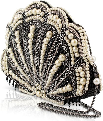 Mary Frances Seaside Beaded Crossbody Handbag Clutch with Shell Design and Pearl Accents Novelty Evening Purse, Multicolor in Saudi Arabia