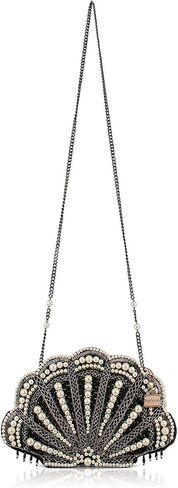 Mary Frances Seaside Beaded Crossbody Handbag Clutch with Shell Design and Pearl Accents Novelty Evening Purse, Multicolor in Saudi Arabia