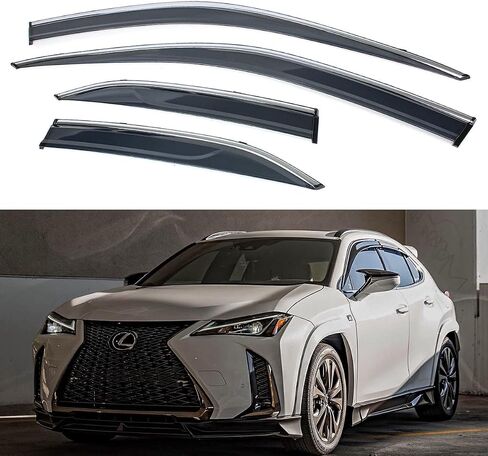 حاجب مطر فاخر فاخر ملون للنوافذ مع مشابك وحواف من الكروم متوافق مع 2019-2025 Lexus UX200 UX250H in Saudi Arabia