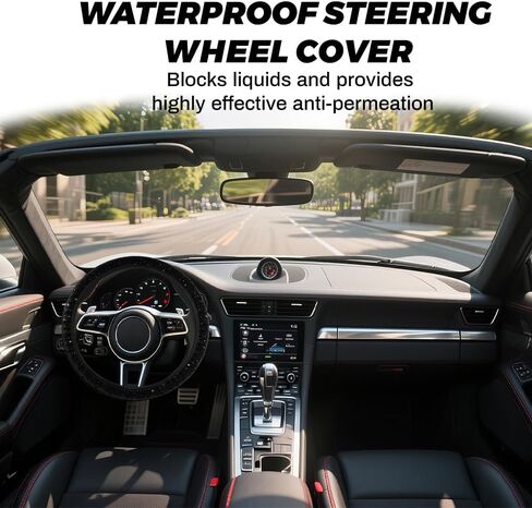 Golf Cart Steering Wheel Cover, Waterproof Sunproof Anti-Slip Thickened Cover for Farm Vehicle and Tractor, Washable (Machine/Hand Wash) 13-15 Inch Black in Kuwait