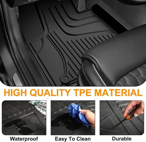 AOMSAZTO All Weather Floor Mats Compatible with 2020-2024 Kia Soul, Heavy Duty TPE All Weather Car Floor Mats, 1st & 2nd Row Full Set Rubber Floor Liners, Anti Skid Car Mats, Black in Kuwait