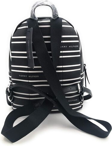 Tommy Hilfiger Women's Black Pink Striped Small Backpack Handbag Purse in Saudi Arabia