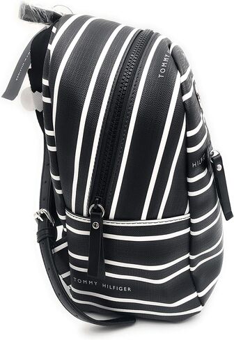 Tommy Hilfiger Women's Black Pink Striped Small Backpack Handbag Purse in Saudi Arabia