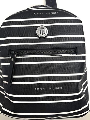 Tommy Hilfiger Women's Black Pink Striped Small Backpack Handbag Purse in Saudi Arabia