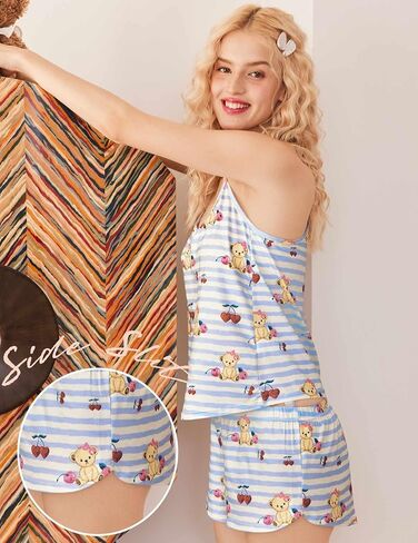 Ekouaer Womens Cami Pajama Sets Soft Shorts Lingerie Set Camisole 2 Piece Cami Shorts Pj Nightwear in Saudi Arabia