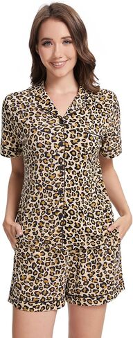 Women's Pajamas Set Family Matching Pj Short Sleeve Tops Shorts Pjs Button Down Sleepwear in Saudi Arabia