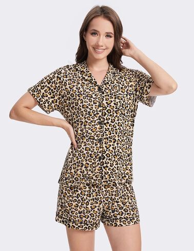 Women's Pajamas Set Family Matching Pj Short Sleeve Tops Shorts Pjs Button Down Sleepwear in Saudi Arabia